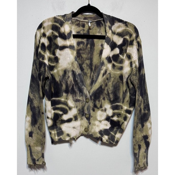 Young Fabulous & Broke Sweaters - Young Fabulous & Broke Tie-Dye Cardigan - Black and Cream